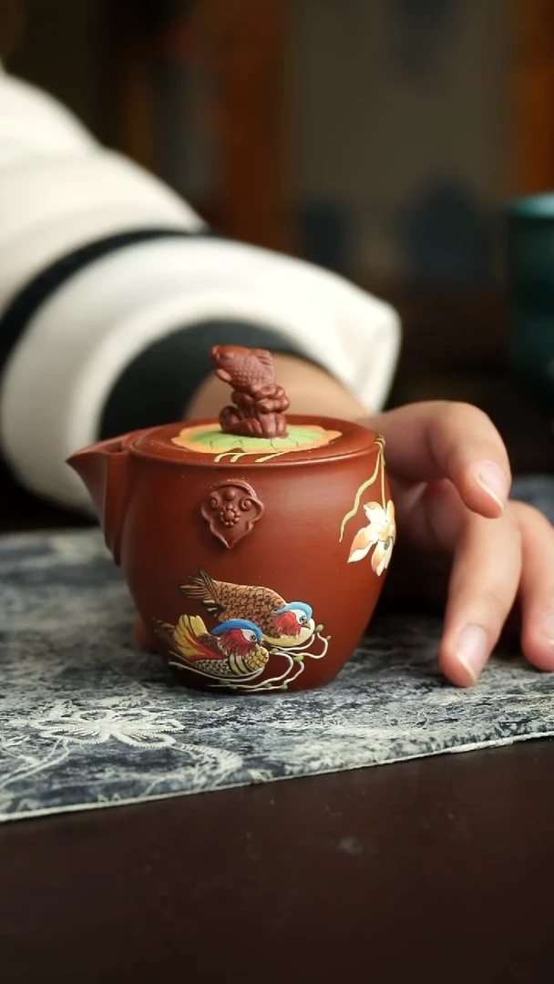 茶杯紫砂91号 新品荷花鸳鸯手抓 特惠炸漏宜兴紫砂原矿作品