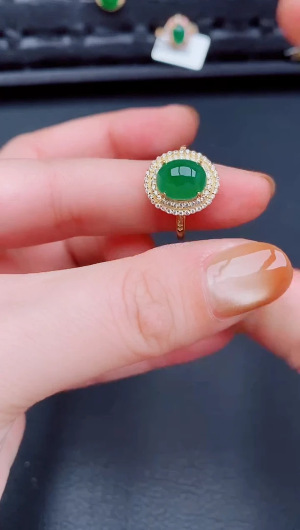 【闪购商品】翡翠戒指银S925镶嵌天然a货翡翠236