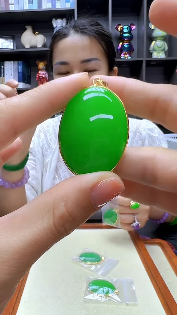 翡翠14K金镶嵌颈饰沉白diy劲饰