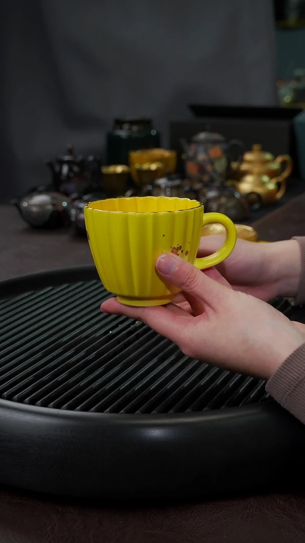 【闪购商品】杯【宜景窑帝王黄描金】马克杯