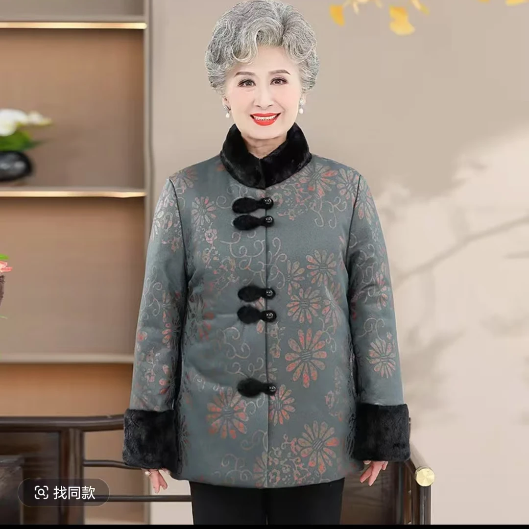 7994中老年人女奶奶冬装棉袄唐装加绒加厚妈妈装百搭上衣3号仓