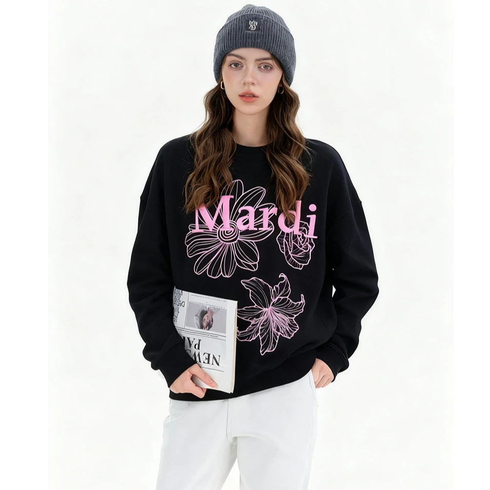 Mardi小雏菊经典三花休闲秋冬新款韩版纯棉女士圆领套头卫衣 潮