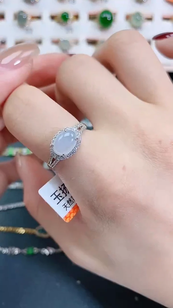 银S925镶嵌戒指翡翠天然翡翠
