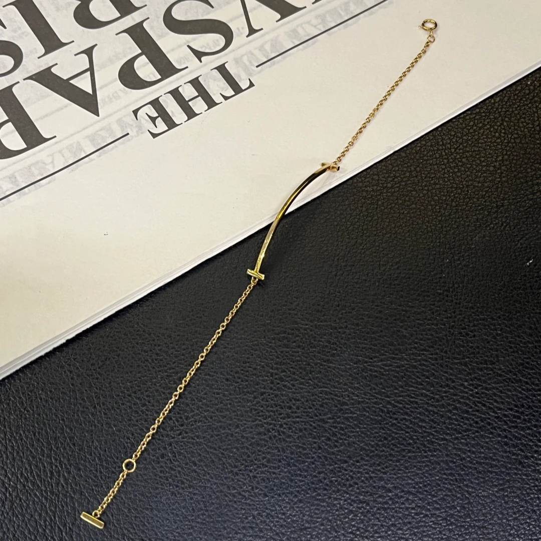 95新 Tiffany & Co./蒂芙尼 金色笑脸手链B3061