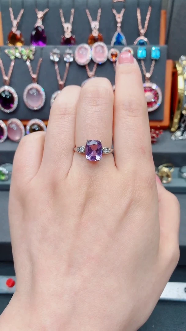 银S925镶嵌戒指水晶水晶戒指