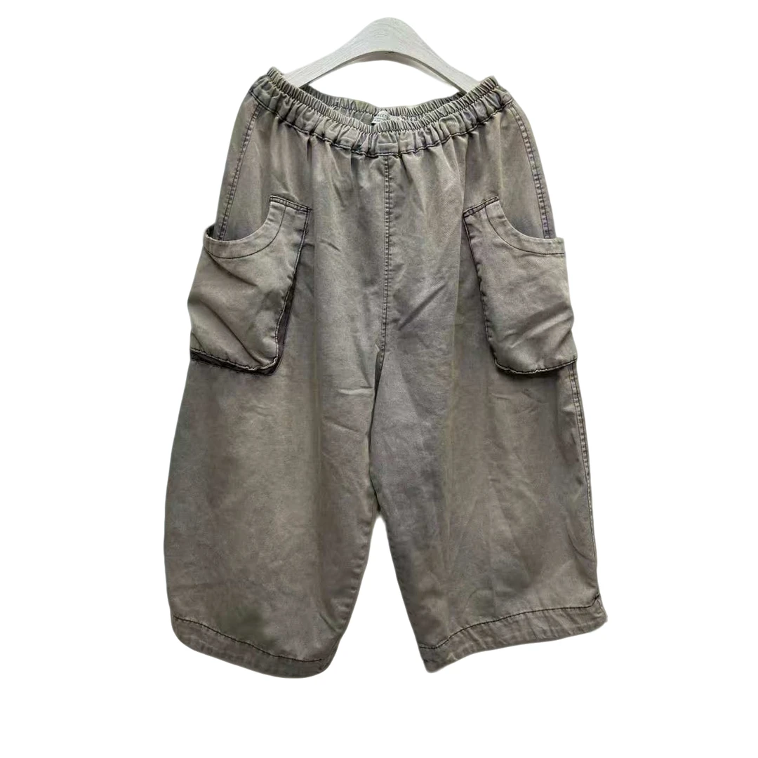 8661夏款牛仔做旧大口袋工装裤 (裤长90臀围140左右90-160斤可穿）