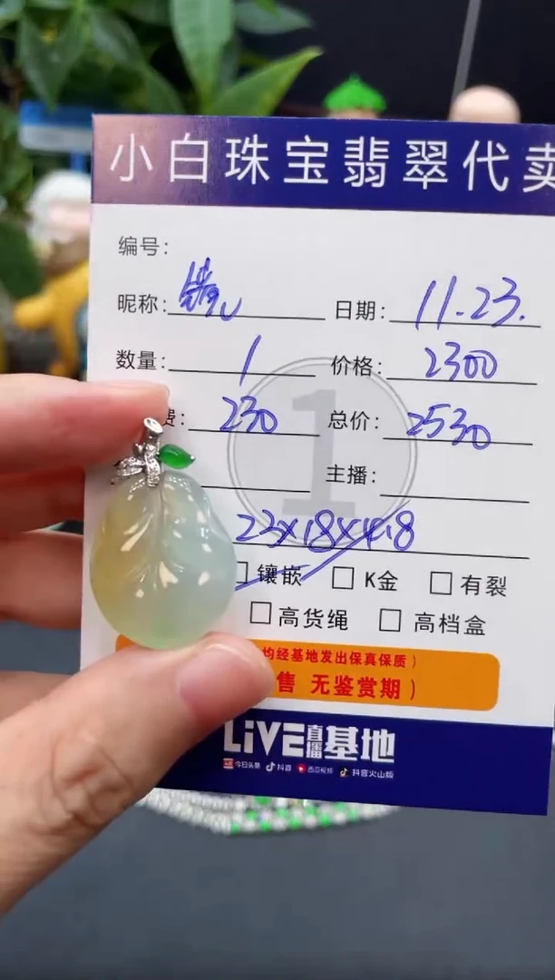 吊坠(不含链)18K金镶嵌翡翠镜**界吊坠