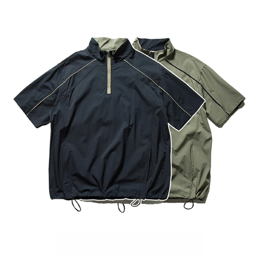 男士polo衫藏青色山系运动凉感速干短袖夏季美式撞色POLO衫t恤潮