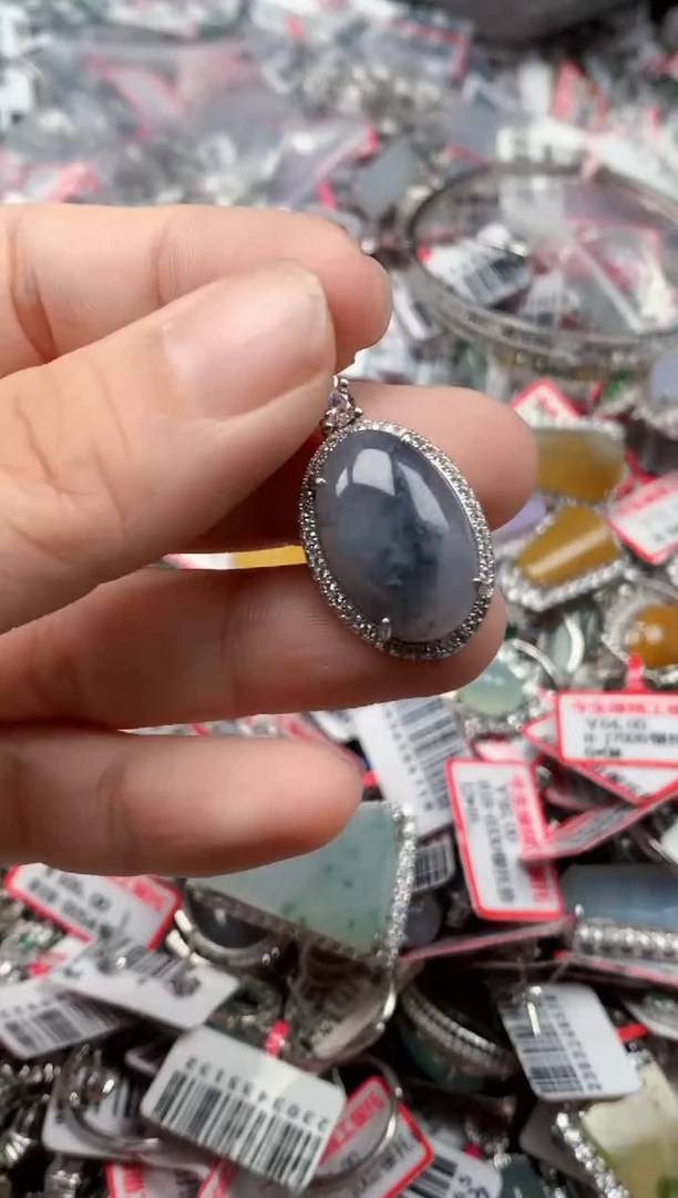 银S925镶嵌戒指翡翠天然A货缅甸翡翠