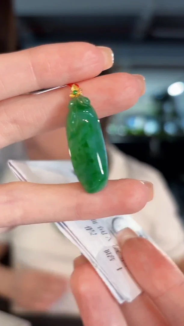 吊坠(不含链)18K金镶嵌翡翠缅甸A货/支持复检/一件
