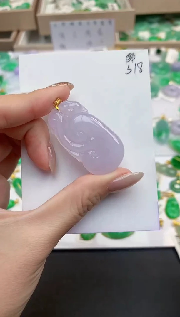 颈饰18K金镶嵌翡翠天然缅甸A货翡翠