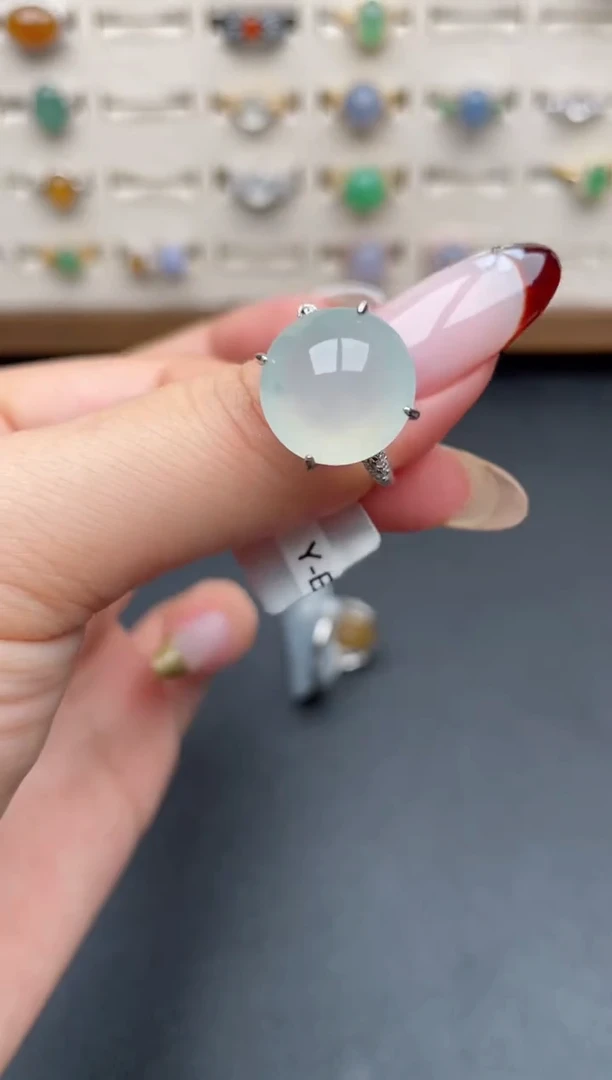 银S925镶嵌戒指翡翠一物一证一礼盒