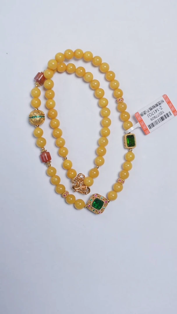 未镶嵌颈饰琥珀焦皮圆珠项链