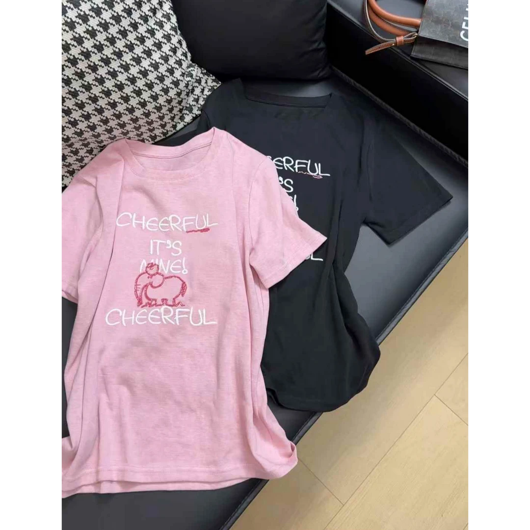 TY5 【串珠小象】重工款简约凉感正肩显瘦串珠小象T（衣长58）