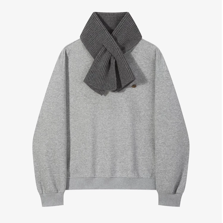 羊城故事-秋冬宽松休闲百搭加绒卫衣配围脖加厚套头上衣F382