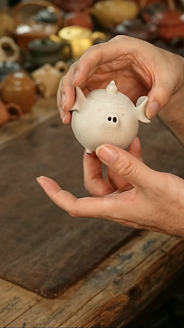 茶壶紫砂飞天小白猪