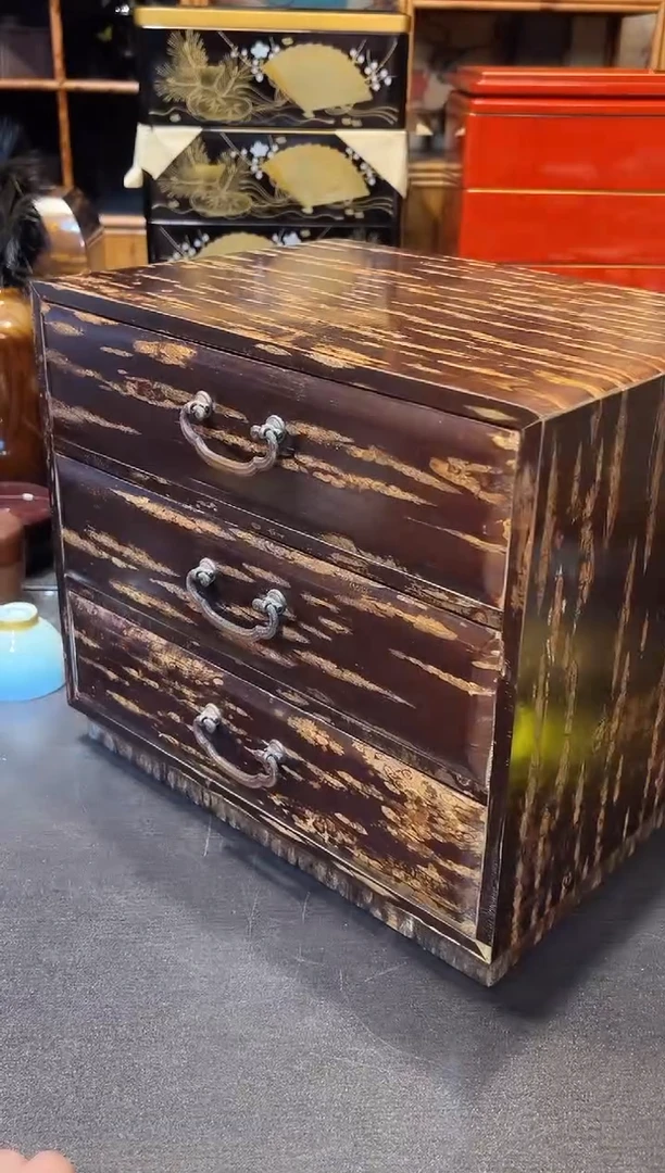 樱皮三层柜子 大漆漆器大漆漆器