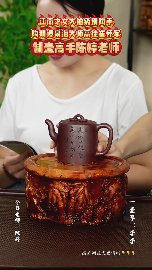 茶壶紫砂 陈婷老师 双圈壶  茄皮紫泥 220cc