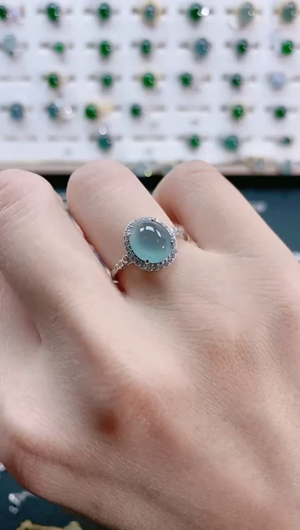 【闪购商品】翡翠戒指银S925镶嵌天然翡翠