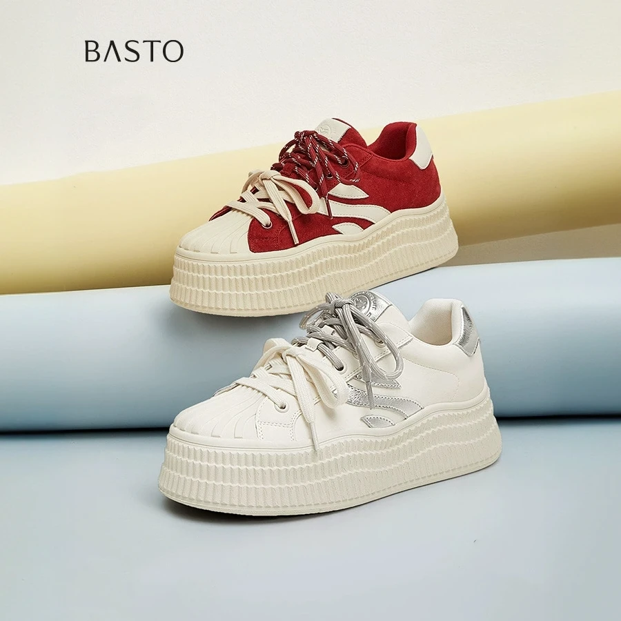 【百丽集团-百思图】2025春新款户外运动板鞋厚底女休闲鞋E0315AM5