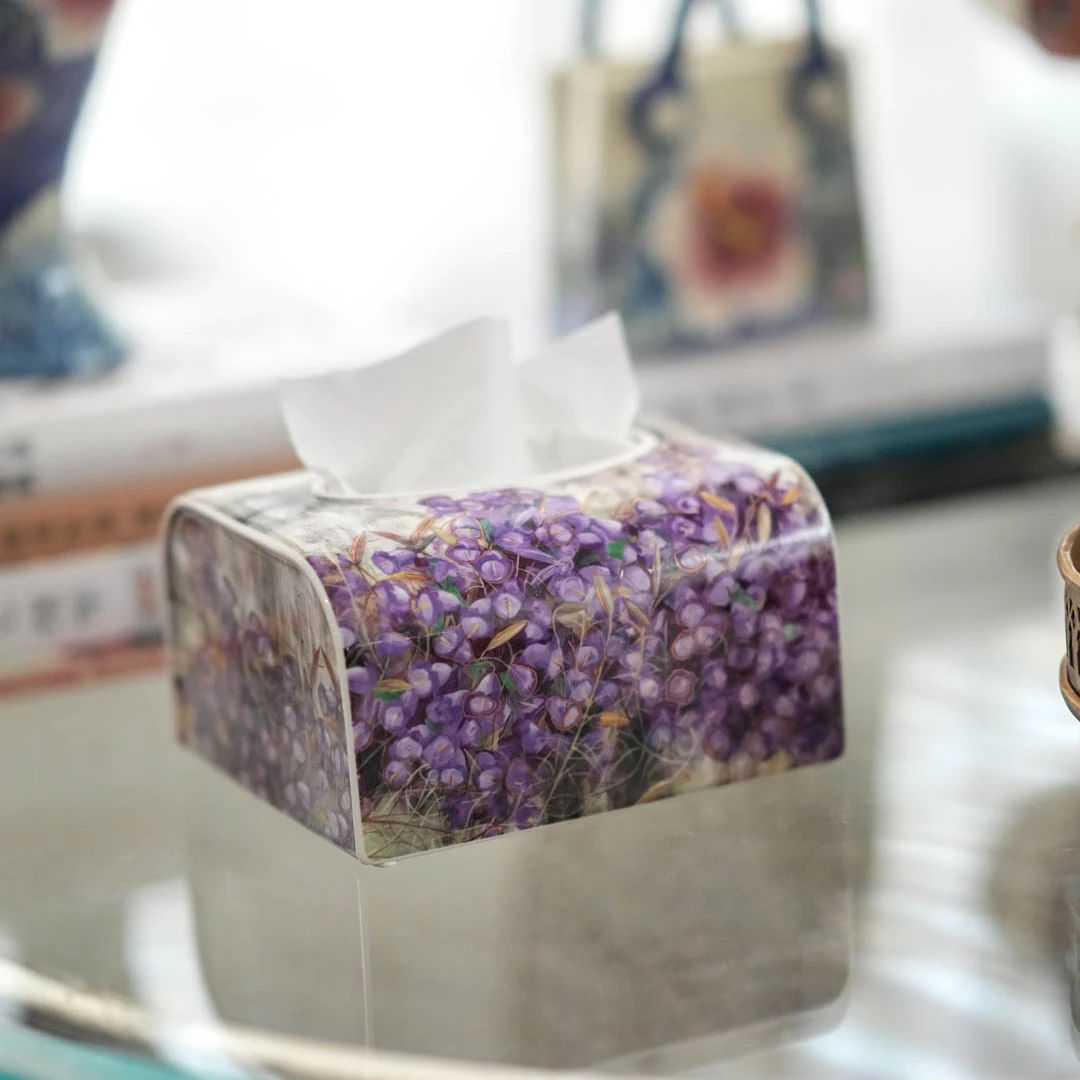 【奇居腾飞】轻奢白玉瓷莫奈紫气东来纸巾盒 客厅抽纸盒摆件#202401