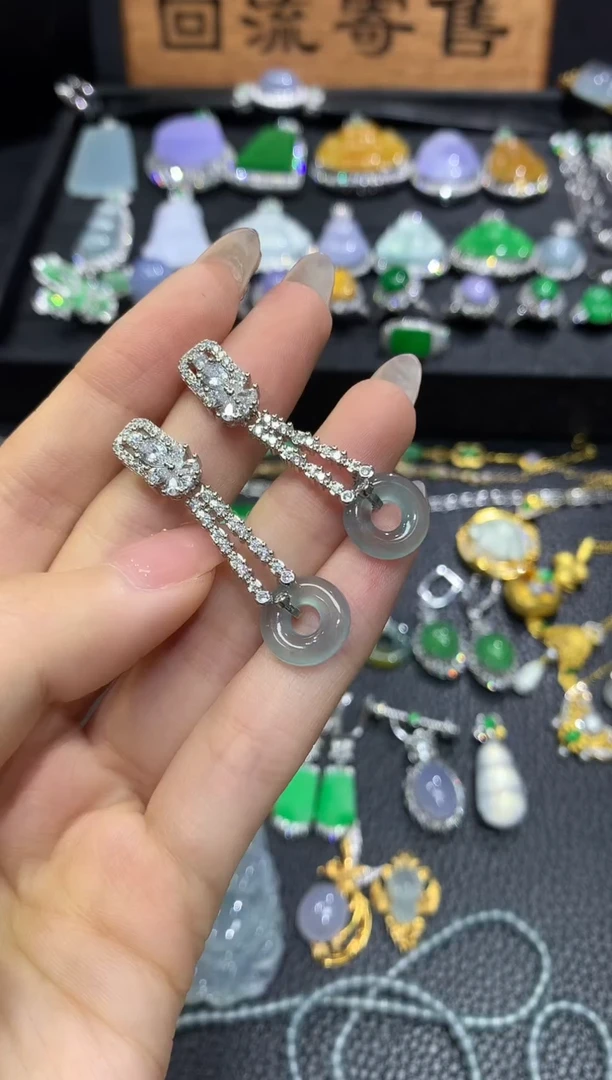 翡翠未镶嵌耳饰4不含链随机发货1件