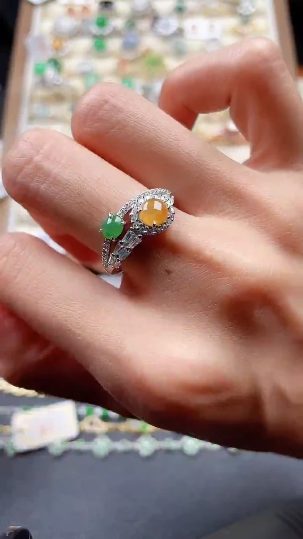 银S925镶嵌戒指翡翠7