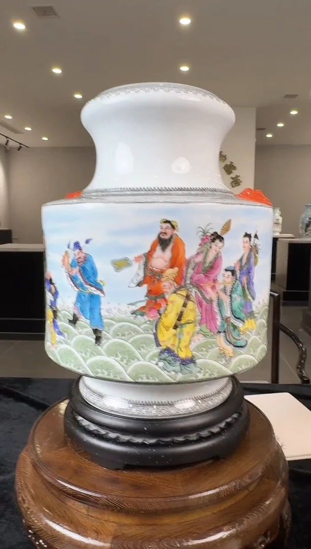 摆件黄杨老师八仙过海赏瓶17带证书