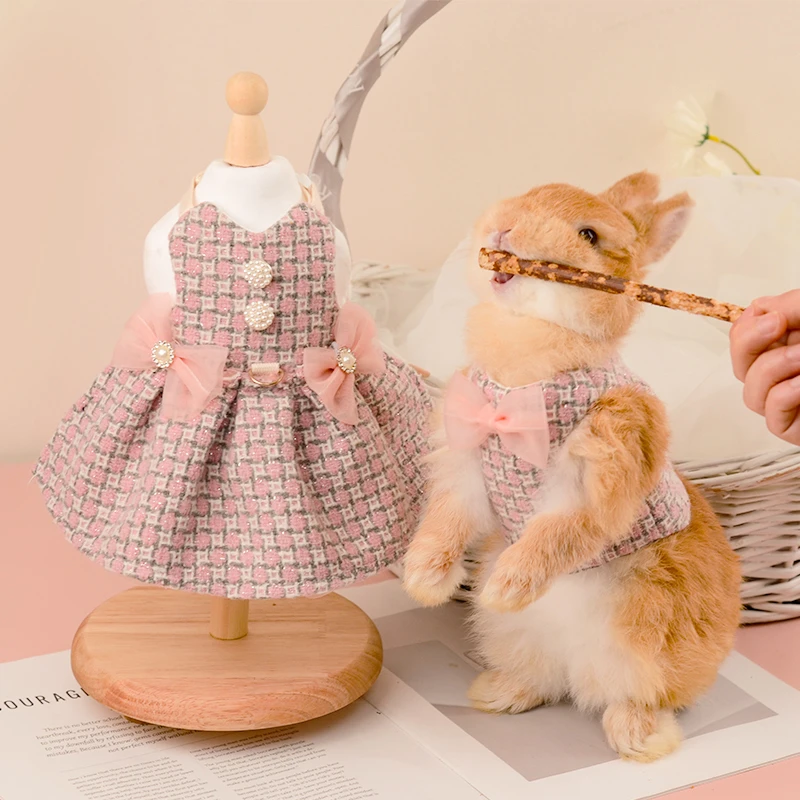 宠物兔兔可爱小香风外出垂耳兔侏儒荷兰猪外出服饰