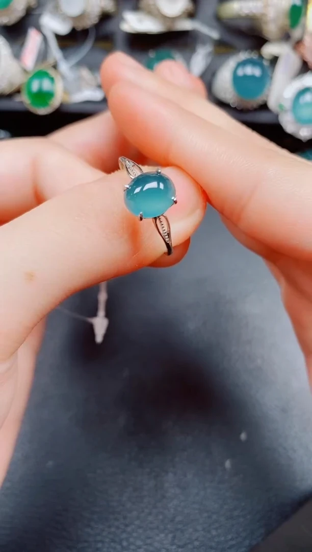 银S925镶嵌戒指翡翠翡翠