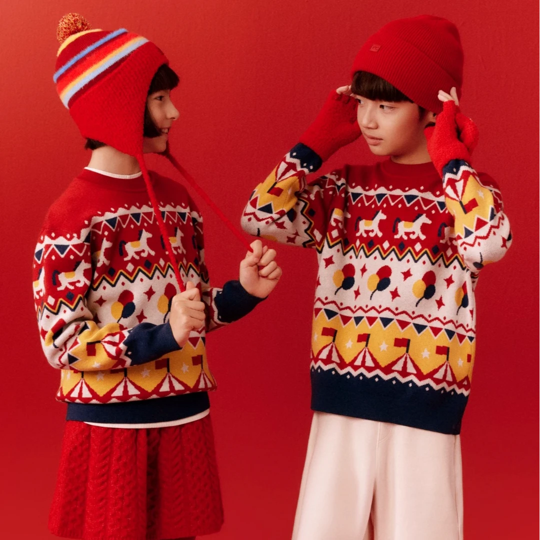 蕉男女宝套头毛衣