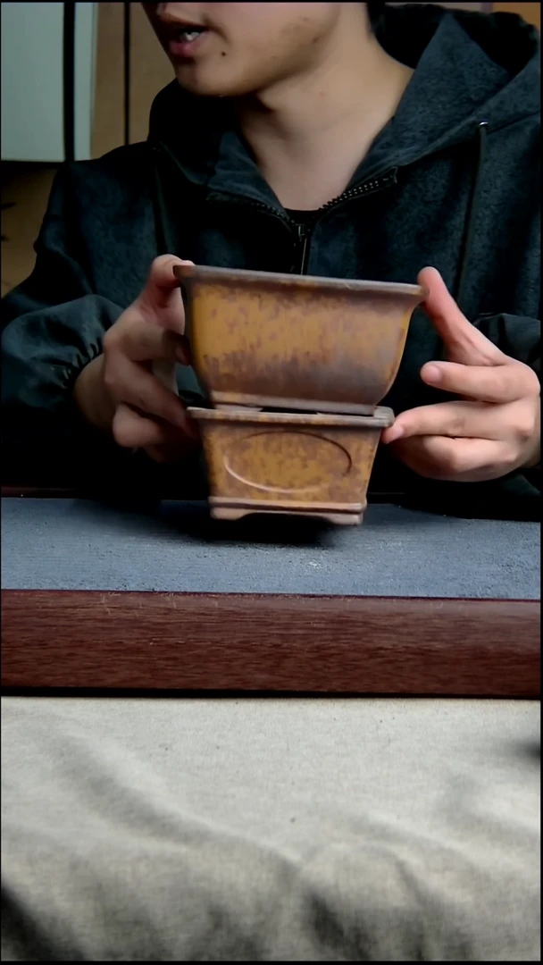 紫砂花盆两个紫砂窑变一组