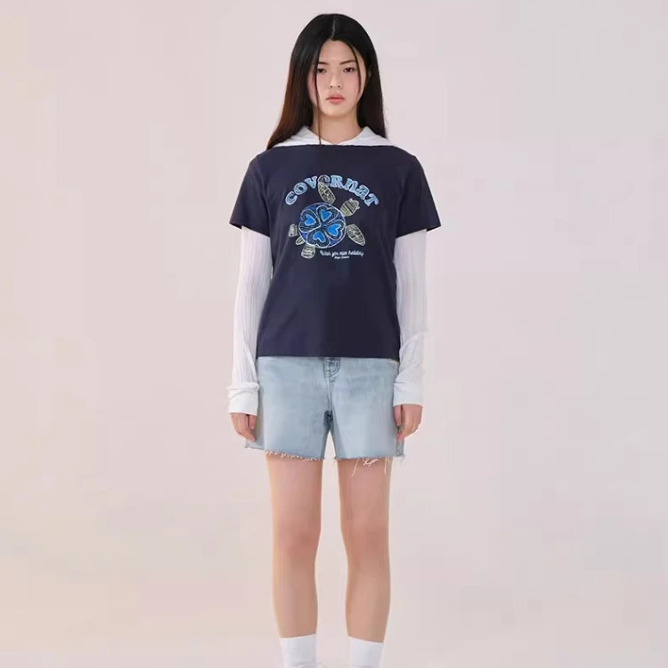 COVERNAT韩国潮牌圆领T恤女士甜酷潮流时尚短袖夏季CO2402ST73