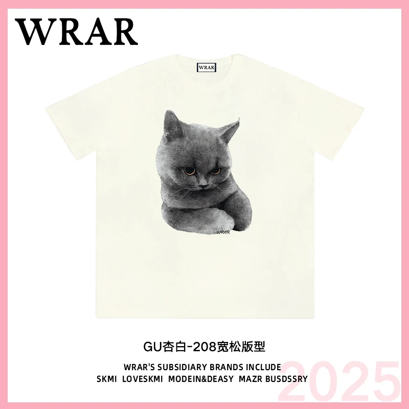 【揣手猫咪】新品潮流圆领透气宽松T恤情侣半袖印花