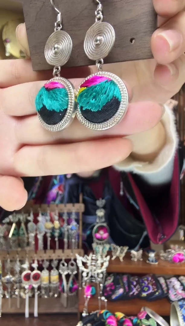 刺绣民族风饰品耳环