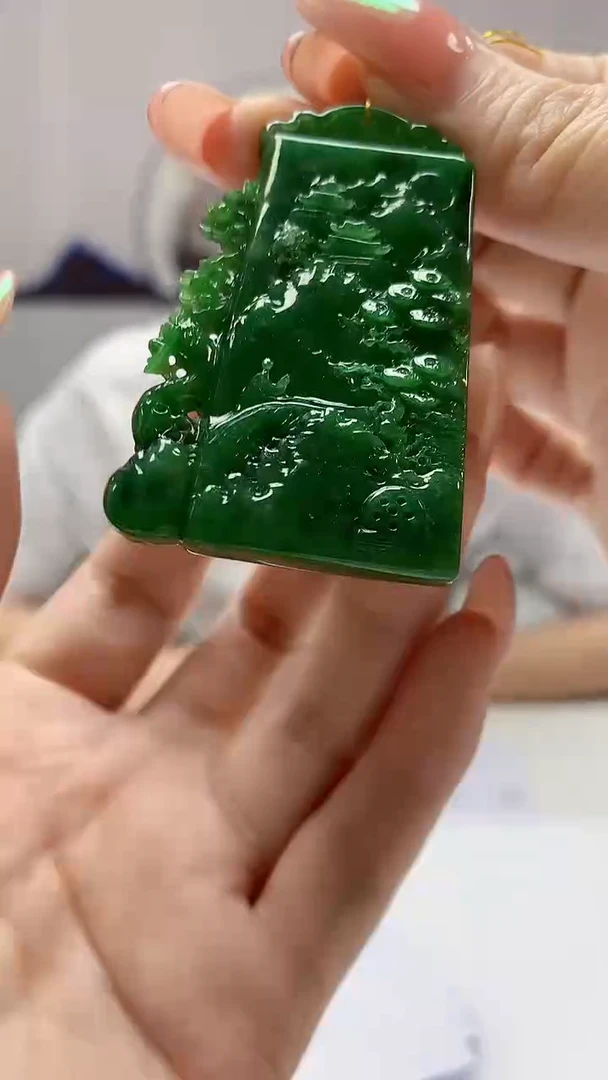 【闪购商品】定制翡翠未镶嵌4868DD-毛货挂件山水192