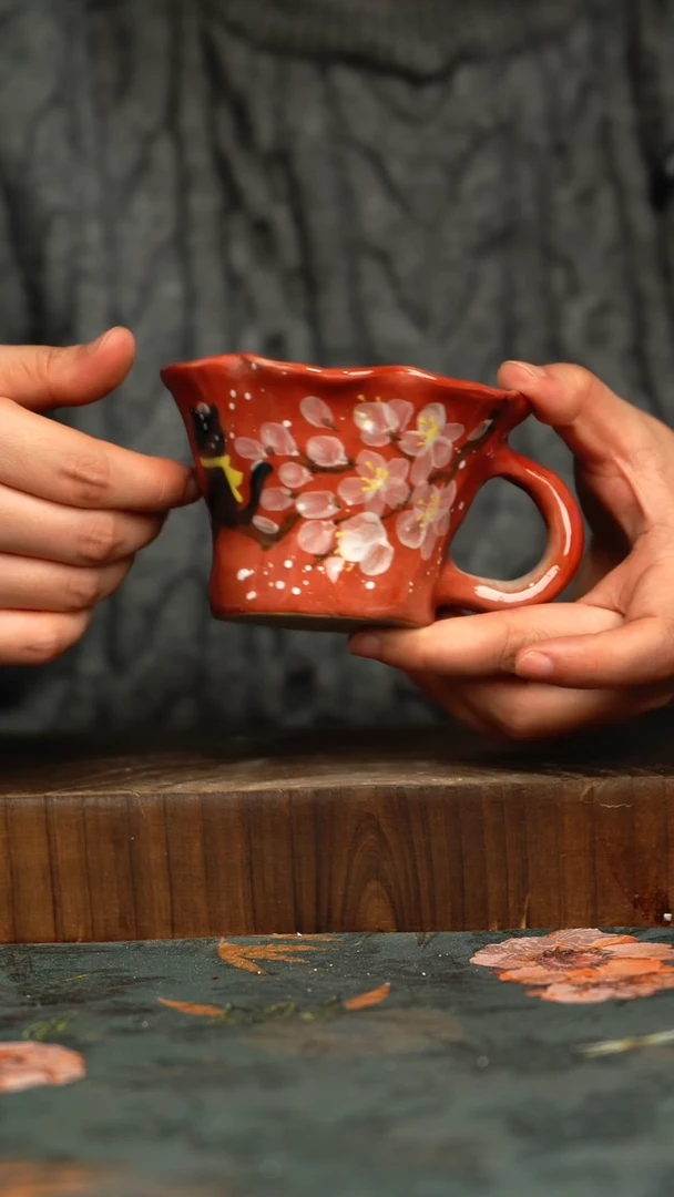 杯釉下彩手工手绘同款陶器
