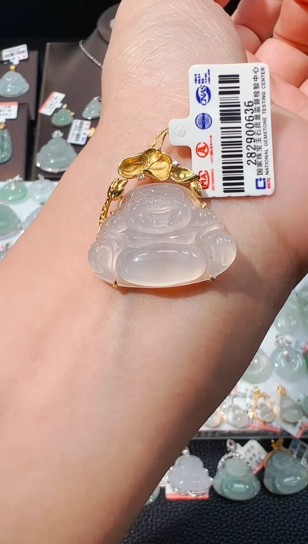 翡翠18K金镶嵌吊坠(不含链)佛公吊坠632