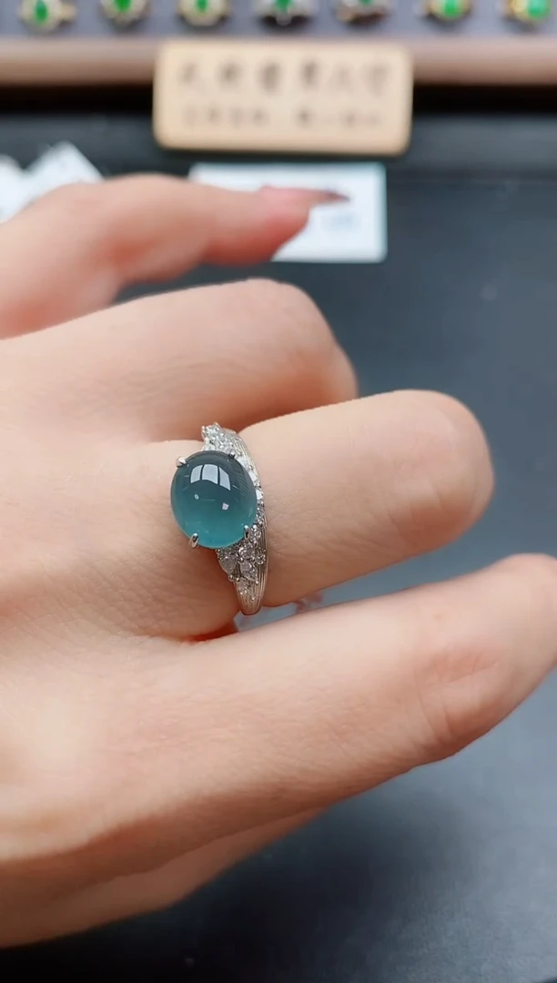 银S925镶嵌戒指翡翠1