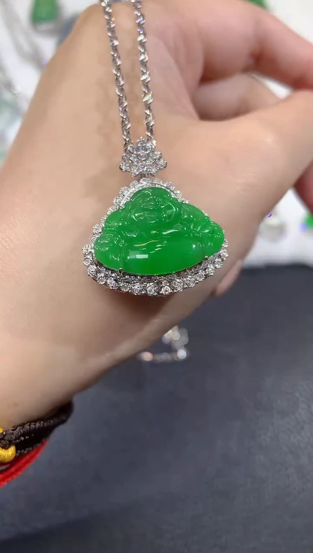 吊坠(不含链)18K金镶嵌翡翠A61