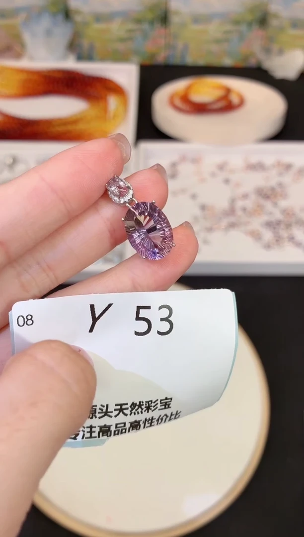 颈饰银S925镶嵌水晶多样性发一Y53