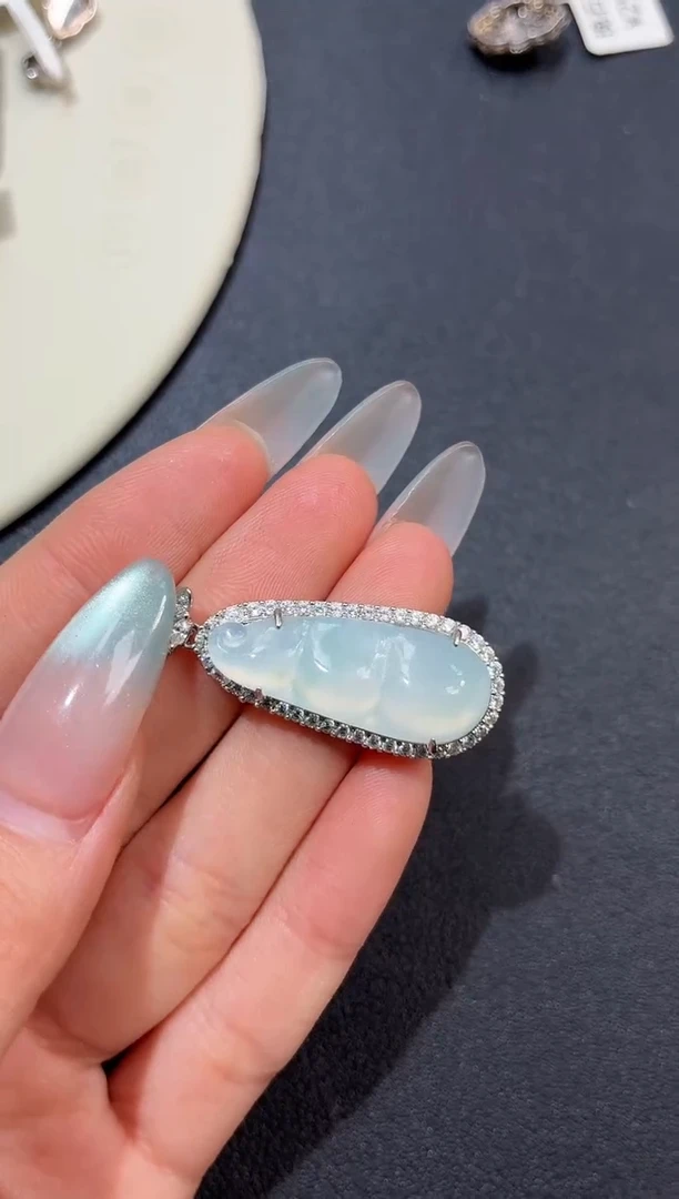 吊坠(不含链)银S925镶嵌翡翠吊坠