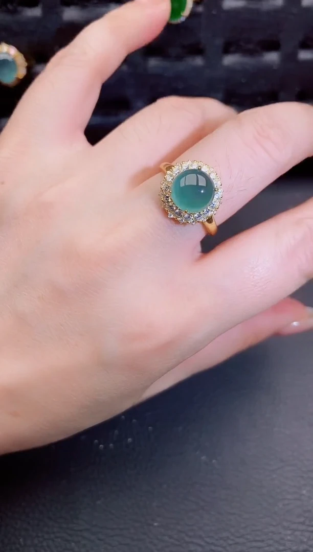 翡翠戒指银S925镶嵌天然a货翡翠194