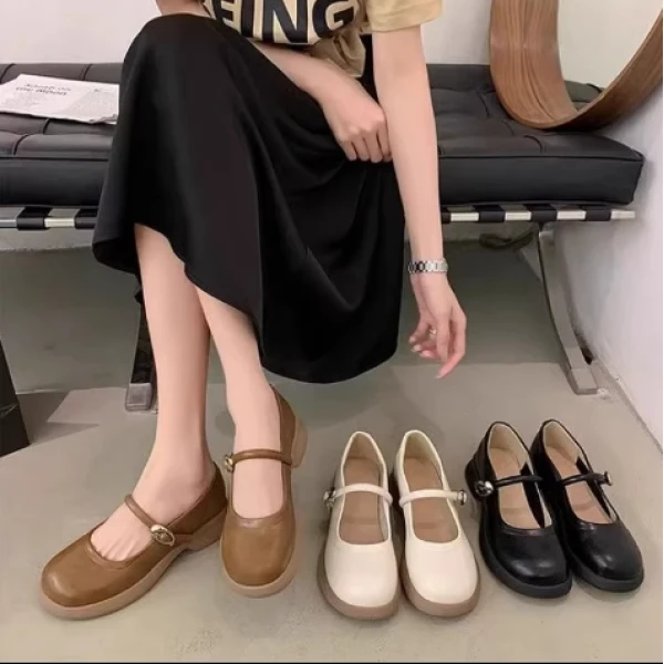 sxs法式2025秋季新款玛丽珍平底仙女风配裙旗袍鞋单鞋厚底冥豆鞋