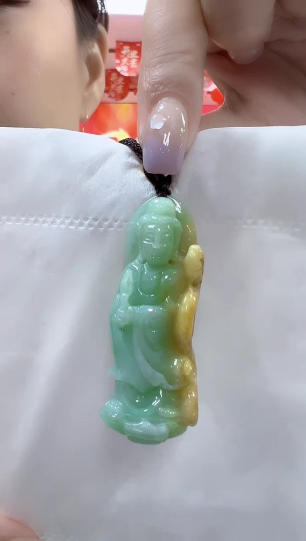 翡翠未镶嵌颈饰孤品观音高53宽20厚10
