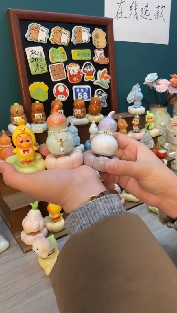 摆件陶黄色星星人 橘色 紫色葫芦景德镇陶瓷摆件3个装