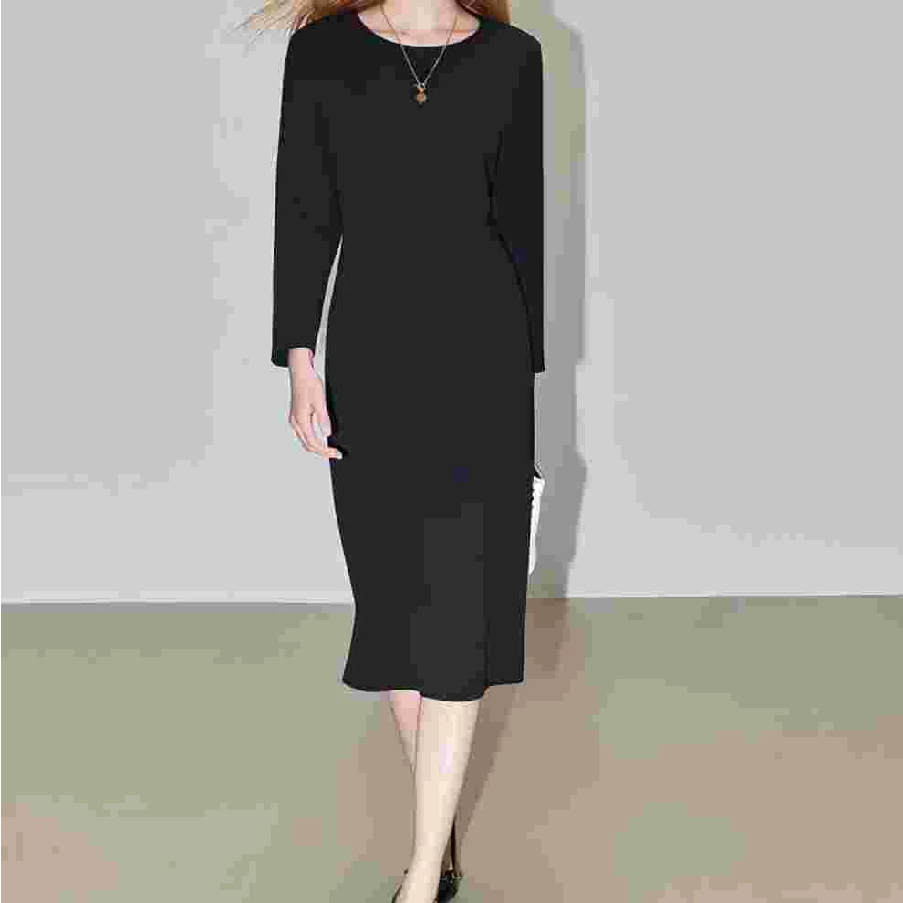 2607黑色连衣裙长款长袖裙子裙子裙子