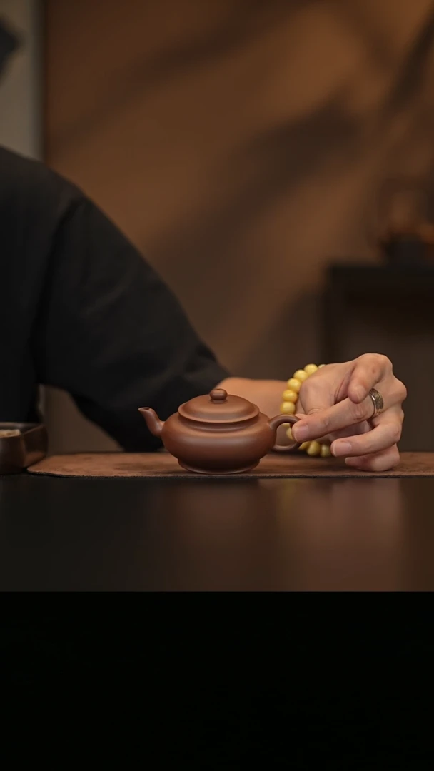 允禾斋  紫砂壶  扁灯 紫泥