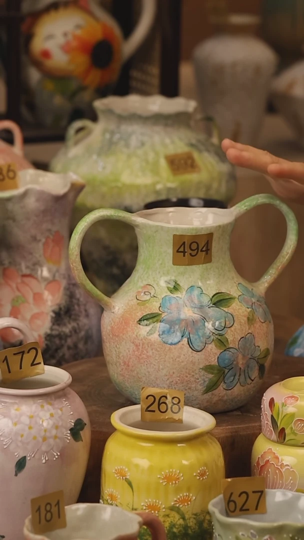 陶瓷494景德镇设计师手作花器摆件侘寂风