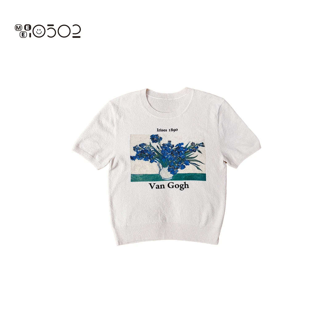 MEI0502  罗款藏蓝花圆领小短款polo衫  2551104